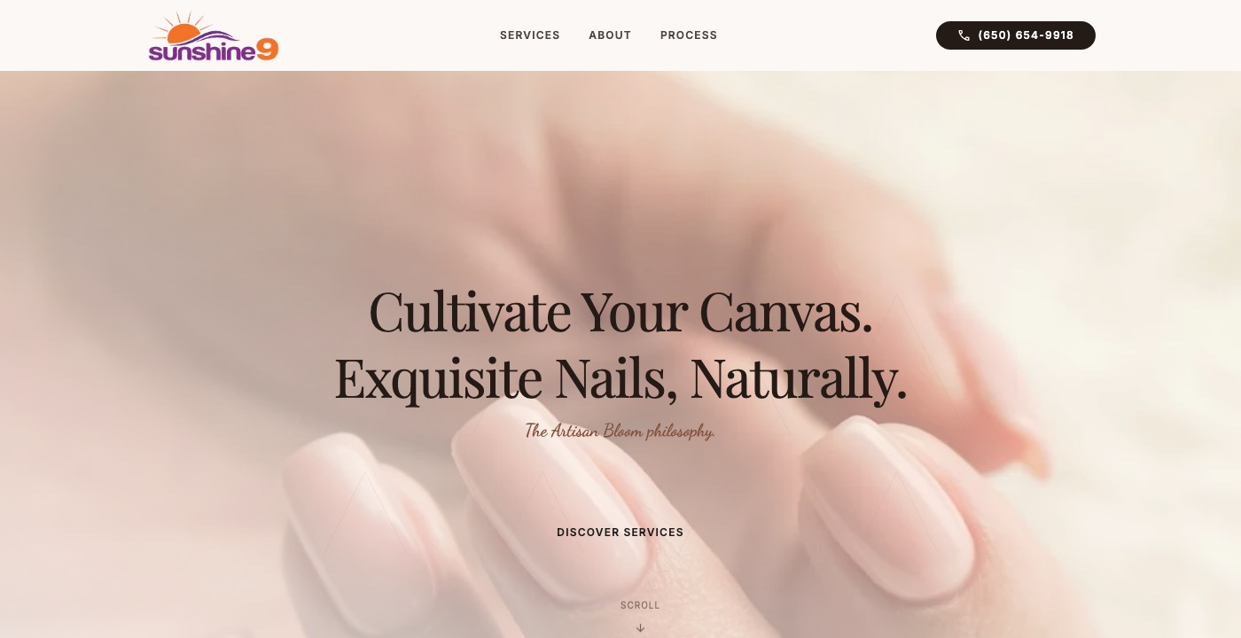 Sunshine 9 Nails website designed by SwyftMint