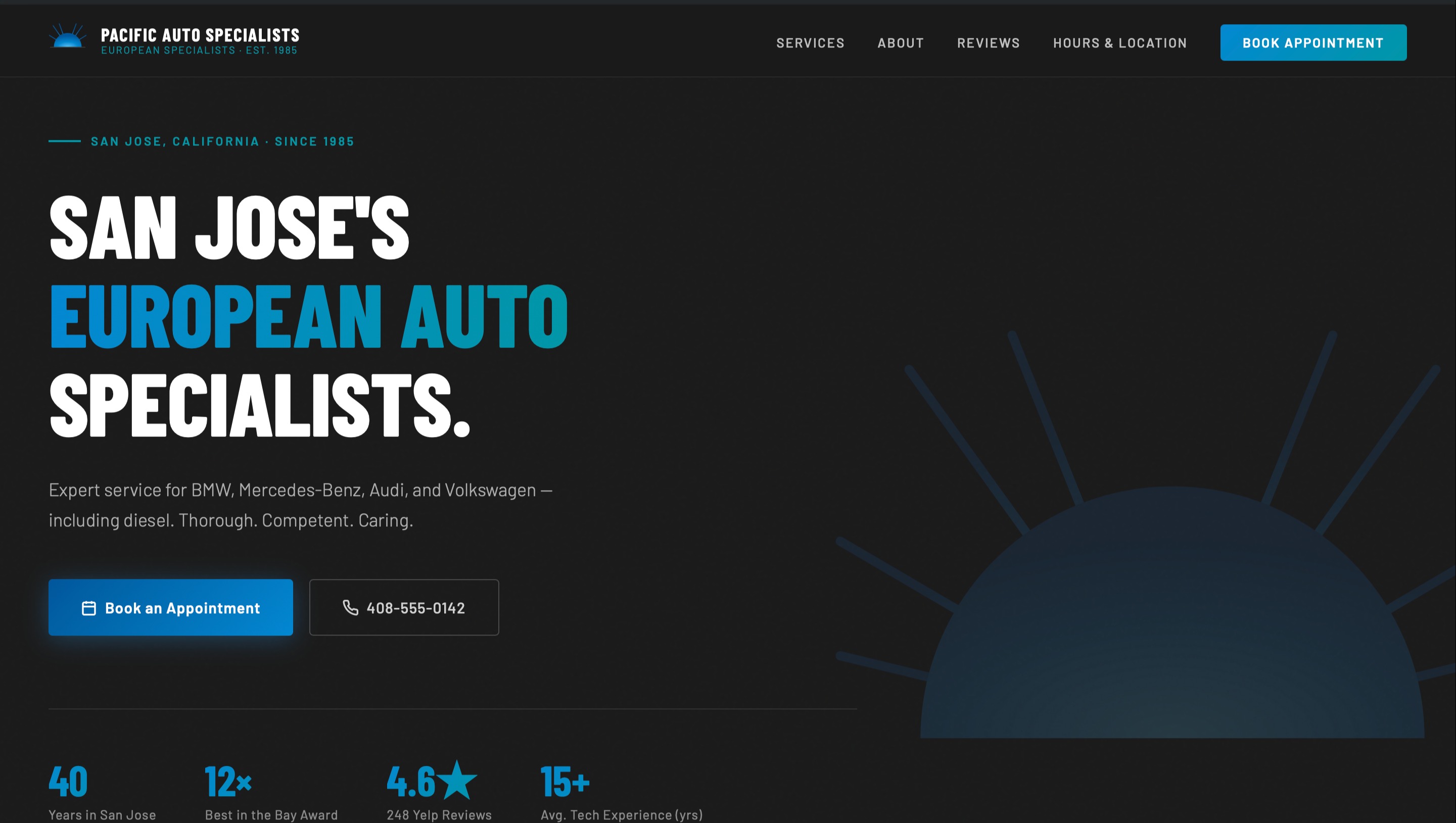 Pacific Auto Specialists website