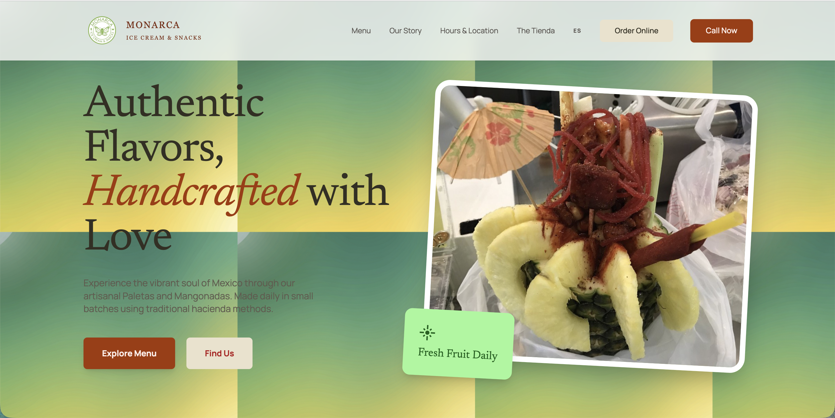 Monarca Ice Cream & Snacks website