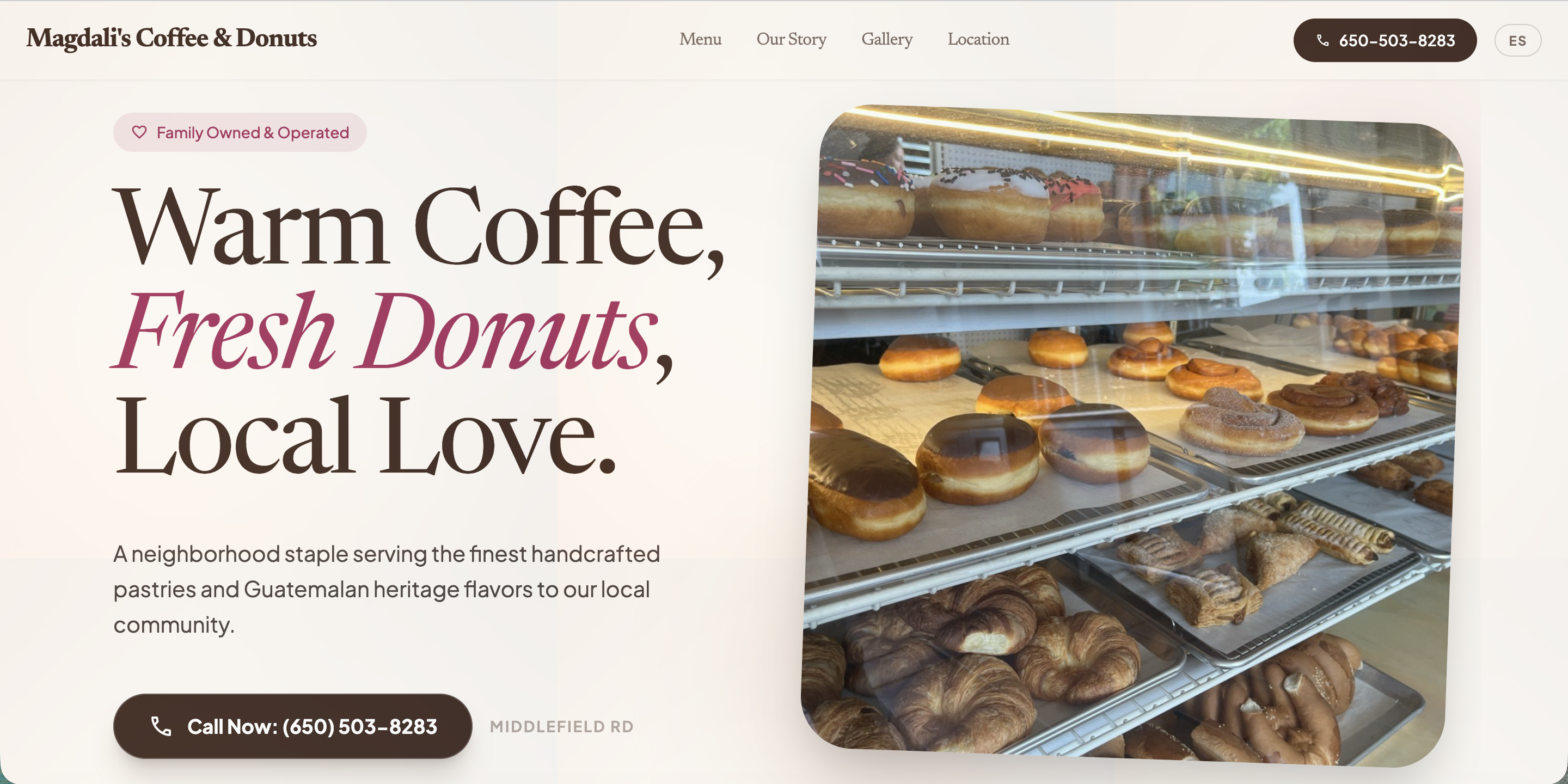 Magdalali's Coffee & Donuts website