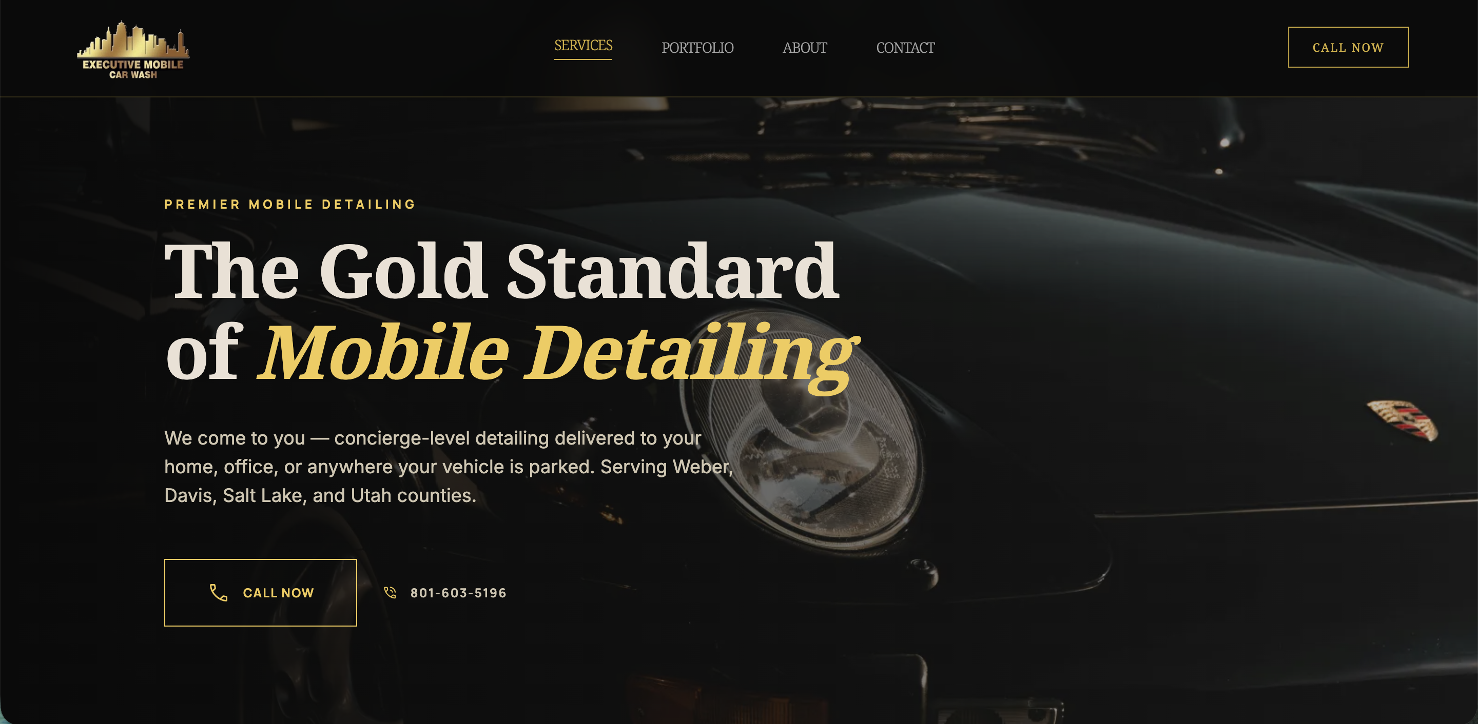 Executive Car Detailing Utah website